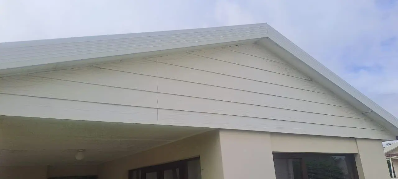 Completed white gable and aluminium edging
